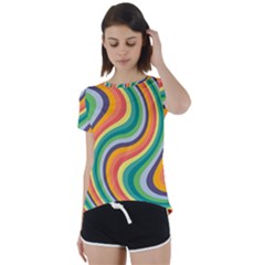 Swirl Twirl Rainbow Retro Short Sleeve Open Back Tee by Ravend