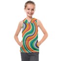 Swirl Twirl Rainbow Retro Kids  Sleeveless Hoodie View1