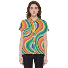 Swirl Twirl Rainbow Retro Short Sleeve Pocket Shirt by Ravend