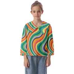 Swirl Twirl Rainbow Retro Kids  Sailor Shirt by Ravend