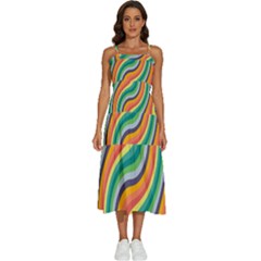 Swirl Twirl Rainbow Retro Sleeveless Shoulder Straps Boho Dress by Ravend