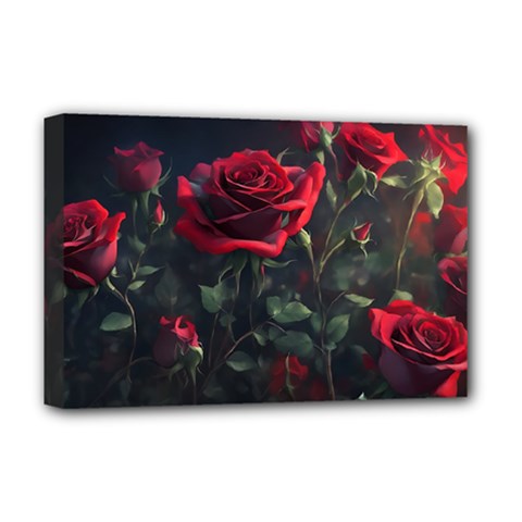 Rose Flower Plant Red Deluxe Canvas 18  X 12  (stretched) by Ravend