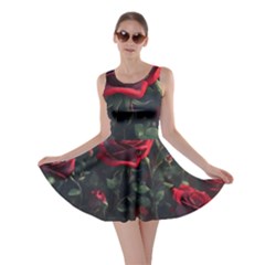 Rose Flower Plant Red Skater Dress by Ravend