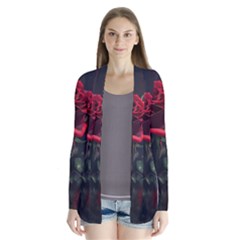 Rose Flower Plant Red Drape Collar Cardigan by Ravend