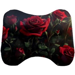 Rose Flower Plant Red Head Support Cushion by Ravend