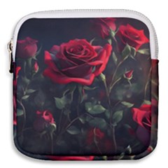 Rose Flower Plant Red Mini Square Pouch by Ravend