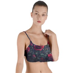 Rose Flower Plant Red Layered Top Bikini Top  by Ravend