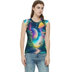 Jungle Moon Light Plants Space Women s Raglan Cap Sleeve Tee by Ravend