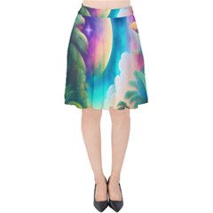 Jungle Moon Light Plants Space Velvet High Waist Skirt by Ravend