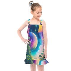 Jungle Moon Light Plants Space Kids  Overall Dress by Ravend