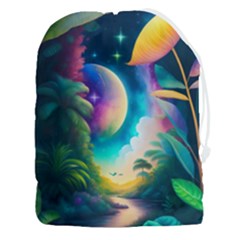 Jungle Moon Light Plants Space Drawstring Pouch (3xl) by Ravend