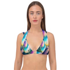 Jungle Moon Light Plants Space Double Strap Halter Bikini Top by Ravend