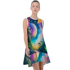 Jungle Moon Light Plants Space Frill Swing Dress by Ravend