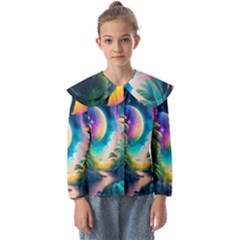 Jungle Moon Light Plants Space Kids  Peter Pan Collar Blouse by Ravend