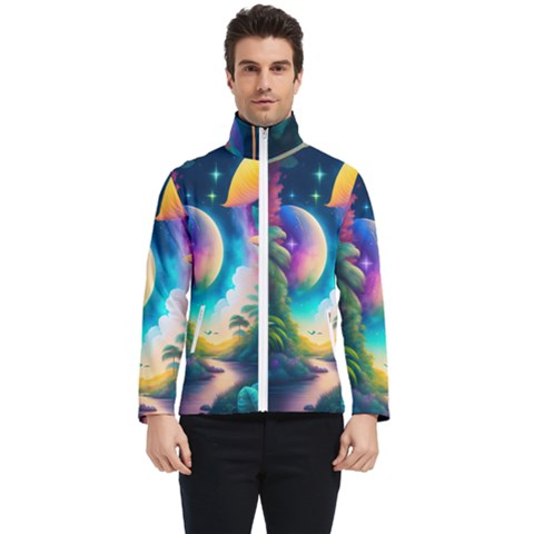 Jungle Moon Light Plants Space Men s Bomber Jacket by Ravend