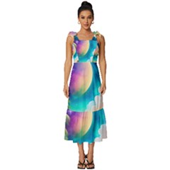 Jungle Moon Light Plants Space Tie-strap Tiered Midi Chiffon Dress by Ravend