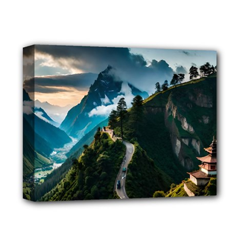 Nature Mountain Valley Deluxe Canvas 14  X 11  (stretched) by Ravend