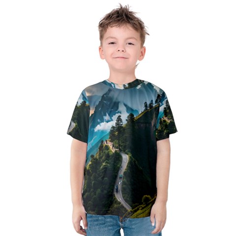 Nature Mountain Valley Kids  Cotton Tee by Ravend