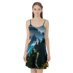 Nature Mountain Valley Satin Night Slip by Ravend