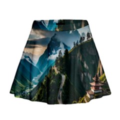 Nature Mountain Valley Mini Flare Skirt by Ravend