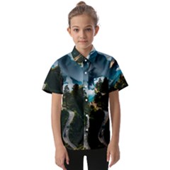 Nature Mountain Valley Kids  Short Sleeve Shirt by Ravend