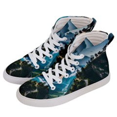 Nature Mountain Valley Men s Hi-top Skate Sneakers by Ravend