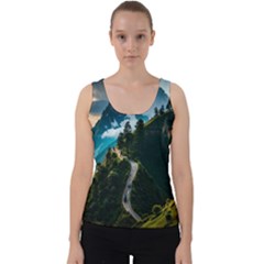 Nature Mountain Valley Velvet Tank Top by Ravend