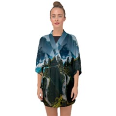 Nature Mountain Valley Half Sleeve Chiffon Kimono by Ravend