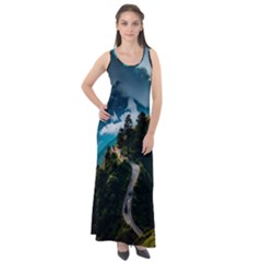 Nature Mountain Valley Sleeveless Velour Maxi Dress by Ravend