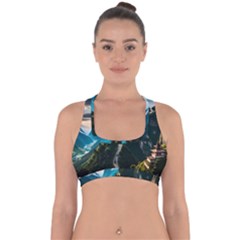 Nature Mountain Valley Cross Back Hipster Bikini Top  by Ravend