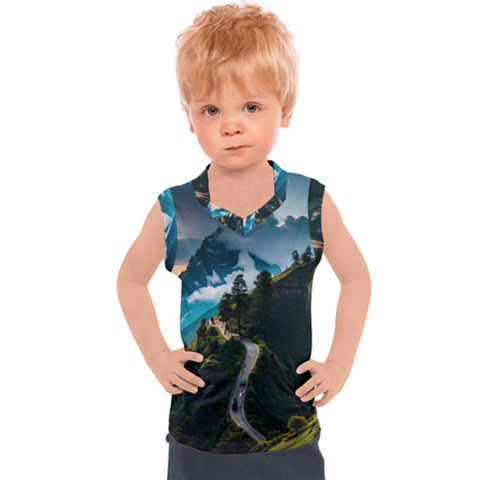 Nature Mountain Valley Kids  Sport Tank Top by Ravend