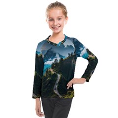 Nature Mountain Valley Kids  Long Mesh Tee