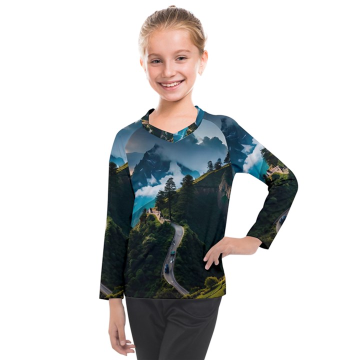 Nature Mountain Valley Kids  Long Mesh Tee