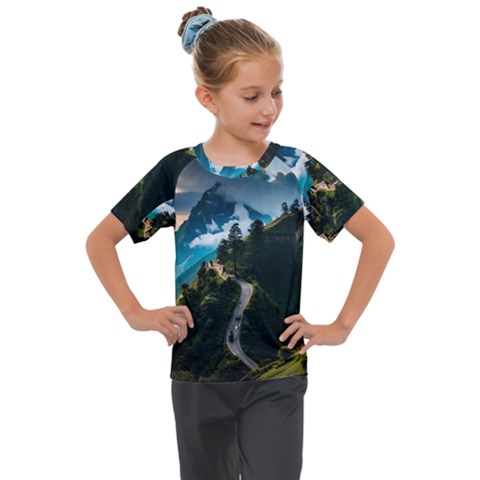 Nature Mountain Valley Kids  Mesh Piece Tee by Ravend