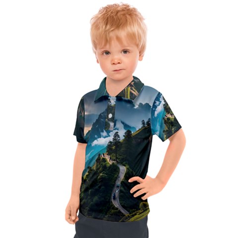 Nature Mountain Valley Kids  Polo Tee by Ravend