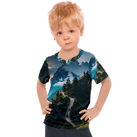 Nature Mountain Valley Kids  Sports Tee by Ravend