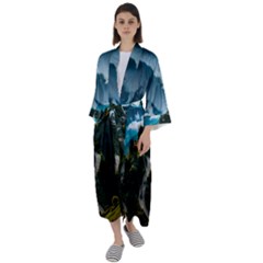 Nature Mountain Valley Maxi Satin Kimono by Ravend