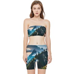 Nature Mountain Valley Stretch Shorts And Tube Top Set by Ravend