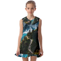 Nature Mountain Valley Kids  Pilgrim Collar Ruffle Hem Dress by Ravend