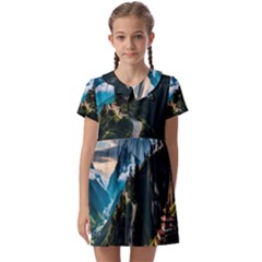 Nature Mountain Valley Kids  Asymmetric Collar Dress by Ravend