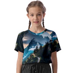 Nature Mountain Valley Kids  Basic Tee by Ravend