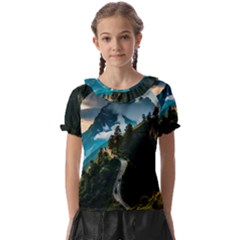 Nature Mountain Valley Kids  Frill Chiffon Blouse by Ravend