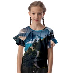 Nature Mountain Valley Kids  Cut Out Flutter Sleeves by Ravend