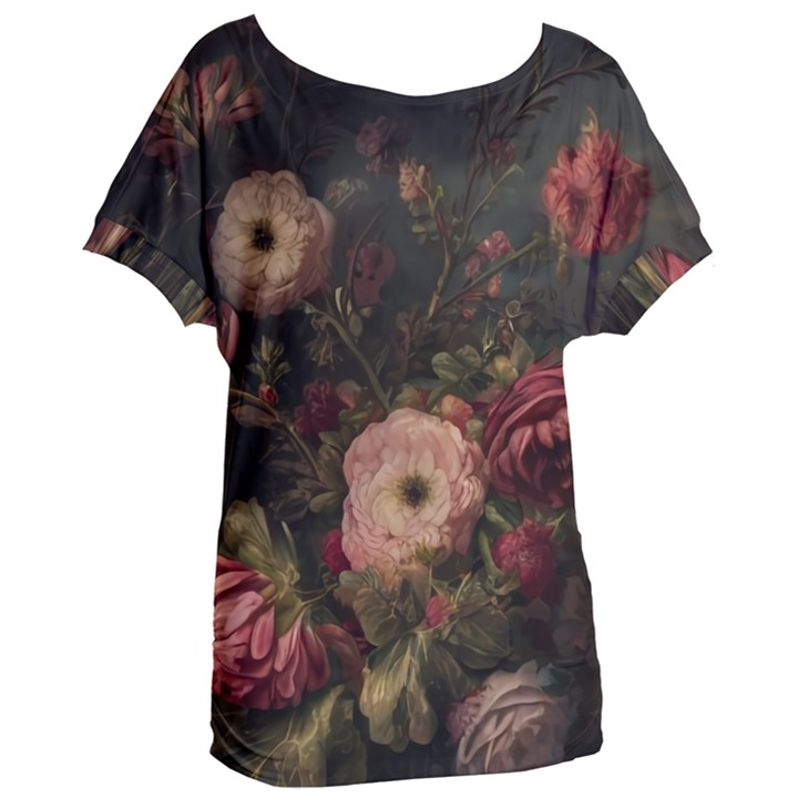 Flower Nature Background Bloom Women s Oversized Tee