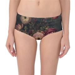 Flower Nature Background Bloom Mid-waist Bikini Bottoms by Ravend