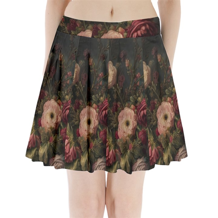 Flower Nature Background Bloom Pleated Mini Skirt