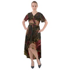 Flower Nature Background Bloom Front Wrap High Low Dress by Ravend