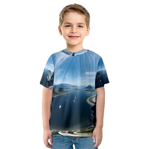 Futuristic City Fantasy Scifi Kids  Sport Mesh Tee by Ravend