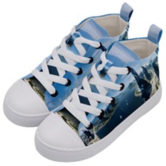 Futuristic City Fantasy Scifi Kids  Mid-top Canvas Sneakers by Ravend