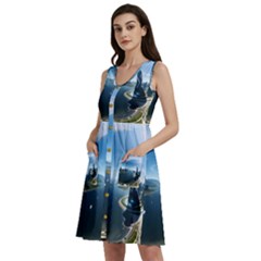 Futuristic City Fantasy Scifi Sleeveless Dress With Pocket by Ravend